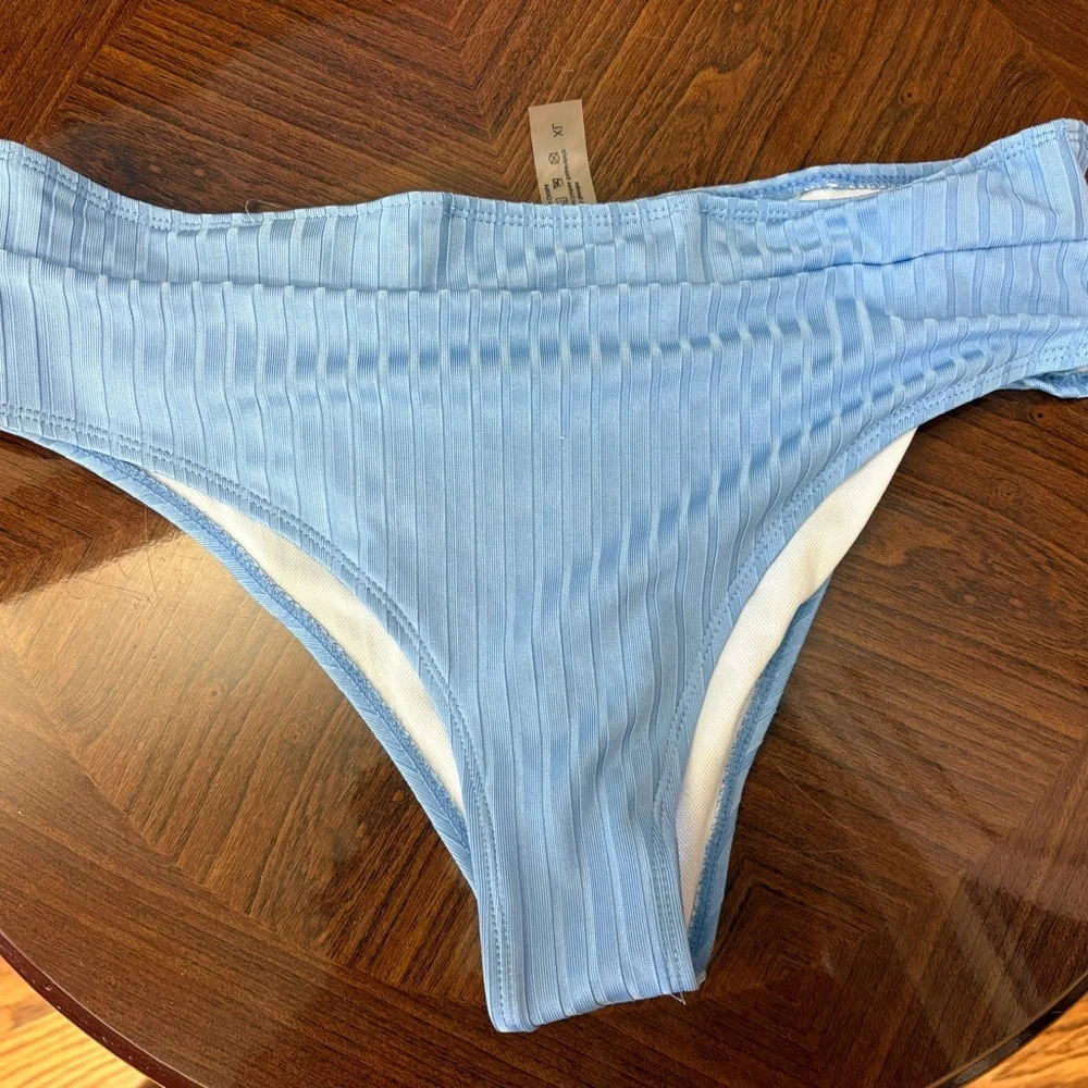 Light Blue Ribbed Bikini Set - Picture 2 of 8
